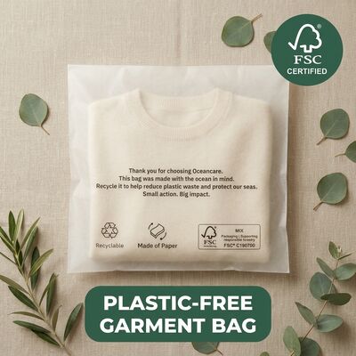Sobre de glassine biodegradable y compostable, embalaje de ropa, bolsa de ropa ecológica, prenda para reciclable certificado