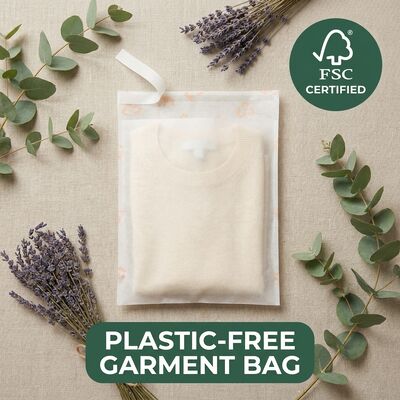 Bolsa de cristal ecológica de lujo sin plástico, embalaje de ropa, bolsa de ropa verde y sostenible para reciclable certificado, UE, Reino Unido