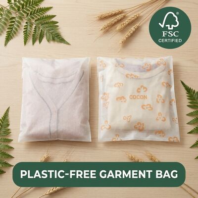 Bolsa de vidrio de lujo neutra en carbono sostenible para ropa compostable reciclable certificada embalaje de ropa de diseño ecológico