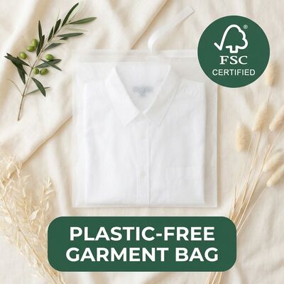 Bolsa de vidrio transparente de 40 gramos para prendas de vestir embalaje de ropa translúcida Eco bolso de ropa para certificación biodegradable reciclable