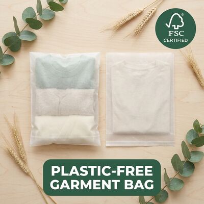 Bolsa de vidrio de lujo compostable Embalaje de ropa sin plástico Bolsa de ropa sostenible Eco-amigable Conforme con la UE confección OEM