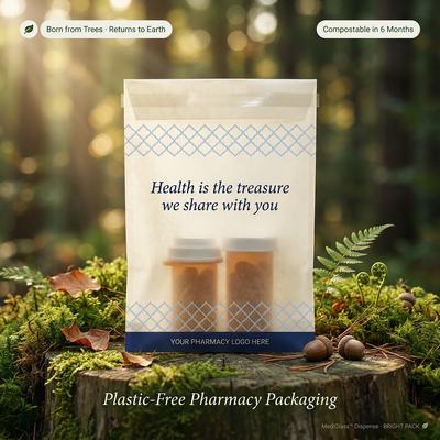Bolsas de papel ecológicas de lujo para farmacia, envases farmacéuticos, bolsas dispensadoras, fábrica OEM biodegradable reciclable