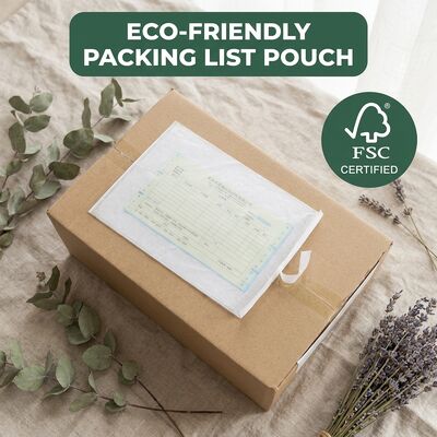Compostable biodegradable ecológico reciclable FSC Certificado de papel autoadhesivo Etiqueta de envío Bolso Lista de embalaje Sobre