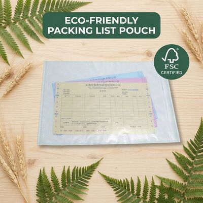Lista de embalaje de papel reciclado Envase Documento libre de plástico Enclavado Etiqueta de envío autoadhesiva Bolso Eco