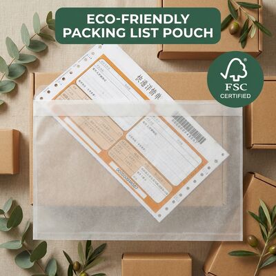 Lista de embalaje certificada FSC Envase Documento de papel reciclable Etiqueta de envío autoadhesiva adjunta Bolsa