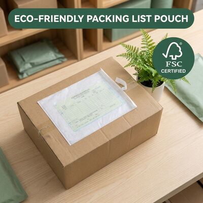 Lista de embalaje ecológica Búsqueda de papel reciclable documento incluido etiqueta de envío autoadhesiva