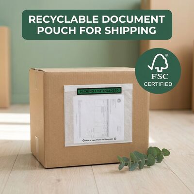 Lista de embalaje reciclable Envase de papel Documento incluido Etiqueta de envío autoadhesiva libre de plástico Bolso FSC