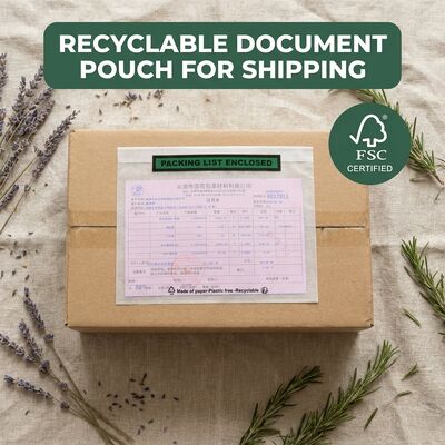 Lista de embalaje biodegradable Envase Documento de papel compostable Adhesivo autoadhesivo Etiqueta de envío