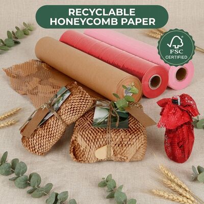 50cm & 30cm Eco-amigable reciclable Kraft Papel de panal de miel Rollo de papel de envoltura Papel de acolchado envolvente para envío