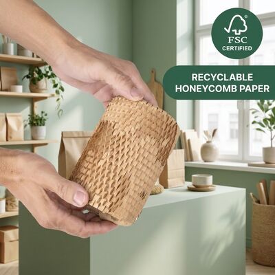 Papel Kraft reciclable de color blanco y respetuoso con el medio ambiente, papel de panal de miel, papel de almohadilla, envoltorio a prueba de grasa para envases de regalos