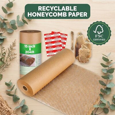 Papel de acolchado Kraft reciclado papel de acolchado Kraft roll papel de panal de miel envoltura de papel de embalaje protector