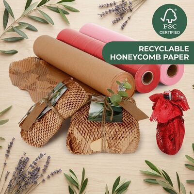 Embalaje de papel sostenible para pequeñas empresas en línea Rollo biodegradable de almohadilla de panal de miel
